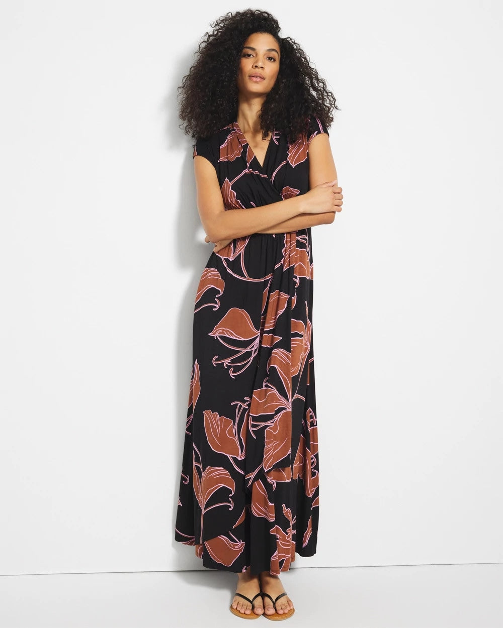 STAMPED TROPICS BLACK BRN - Serenity Maxi Bra Dress