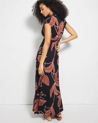 STAMPED TROPICS BLACK BRN - Serenity Maxi Bra Dress