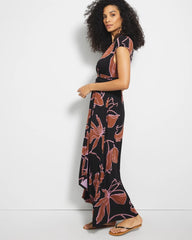 STAMPED TROPICS BLACK BRN - Serenity Maxi Bra Dress