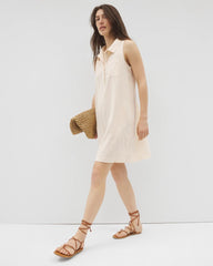 PALE SAND STRIPE - Beach Cotton Short Dress
