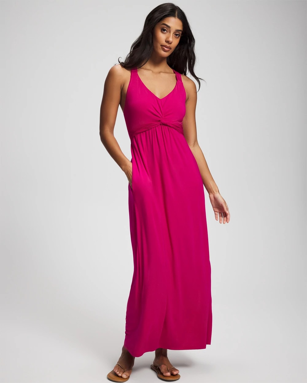 PINK COSMO - Soft Jersey Twist Front Maxi Dress