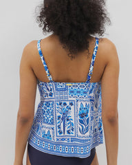 WHITE MULTI - Beyond Control Sea Life High-Neck Tankini Top