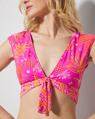 DAHLIA MULTI - Desert Bloom Cap-Sleeve Crop Top