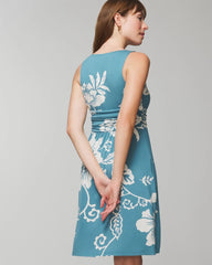 GARDEN TAPESTRY G BLUE - Draped Empire Short Bra Dress