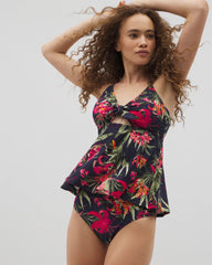 LE TIGRE TROPICAL NAVY - Soma Swim Ruched Bikini Bottoms