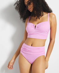 META MAUVE - Ruched High-Waist Bikini Bottom