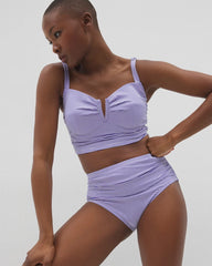 BLUE SEERSUCKER - Seersucker High-Waist Bottoms