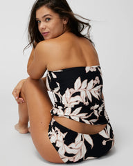LEAF IT BE BLACK MINI - Ruched Bikini Bottoms