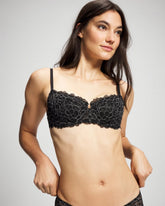 BLACK/IVORY CD - Soma Balconette Unlined Bra with Lace