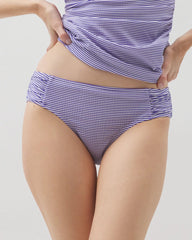 BLUE SEERSUCKER - Ruched Bikini Bottoms