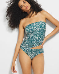 AMAZONIA TILE M DEEP TEAL - Ruched Side Bikini Bottom