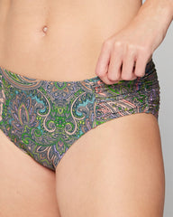 ORNAMENTAL PAISLEY G LIME - Ruched Bikini Bottom