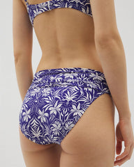 TROPIC TILES TRUE BLUE - Ruched High-Waist Bikini Bottom
