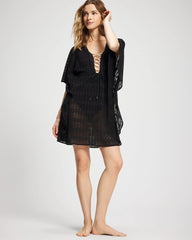 BLACK - Sunkissed Crochet Chiffon Caftan