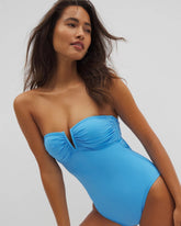 LAVOIR BLEU - La Cote Dazure Bandeau Macrame One-Piece Suit