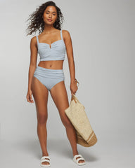 BLUE STRIPE - Seersucker High-Waist Bottoms