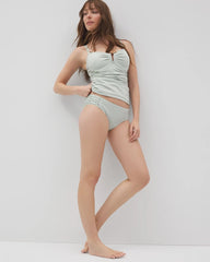 GREEN SEERSUCKER - Ruched Bikini Bottoms