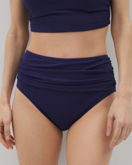 TRUE BLUE - Ruched High-Waist Bikini Bottom