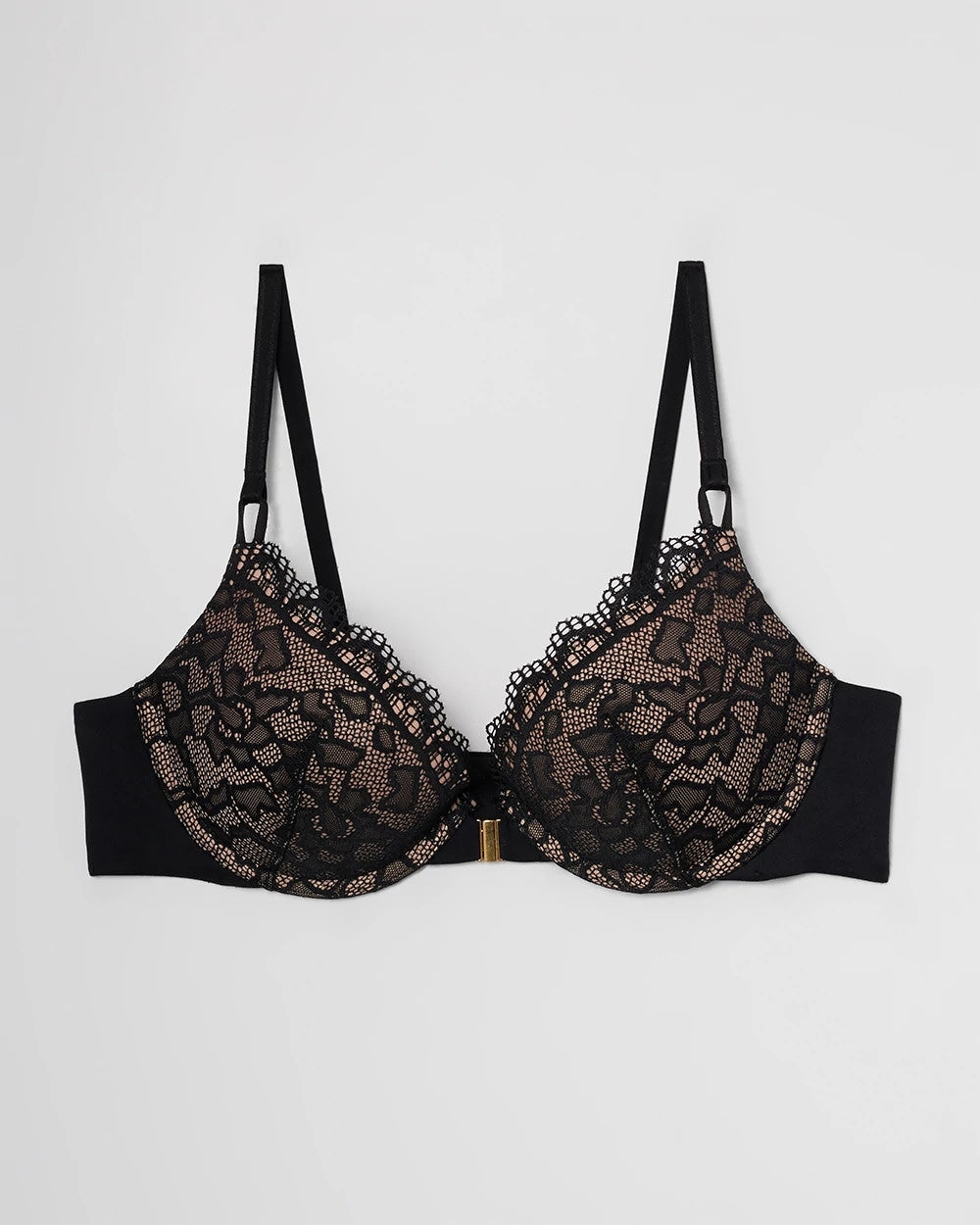 BLACK - Push-Up Front-Close Bra with Lace