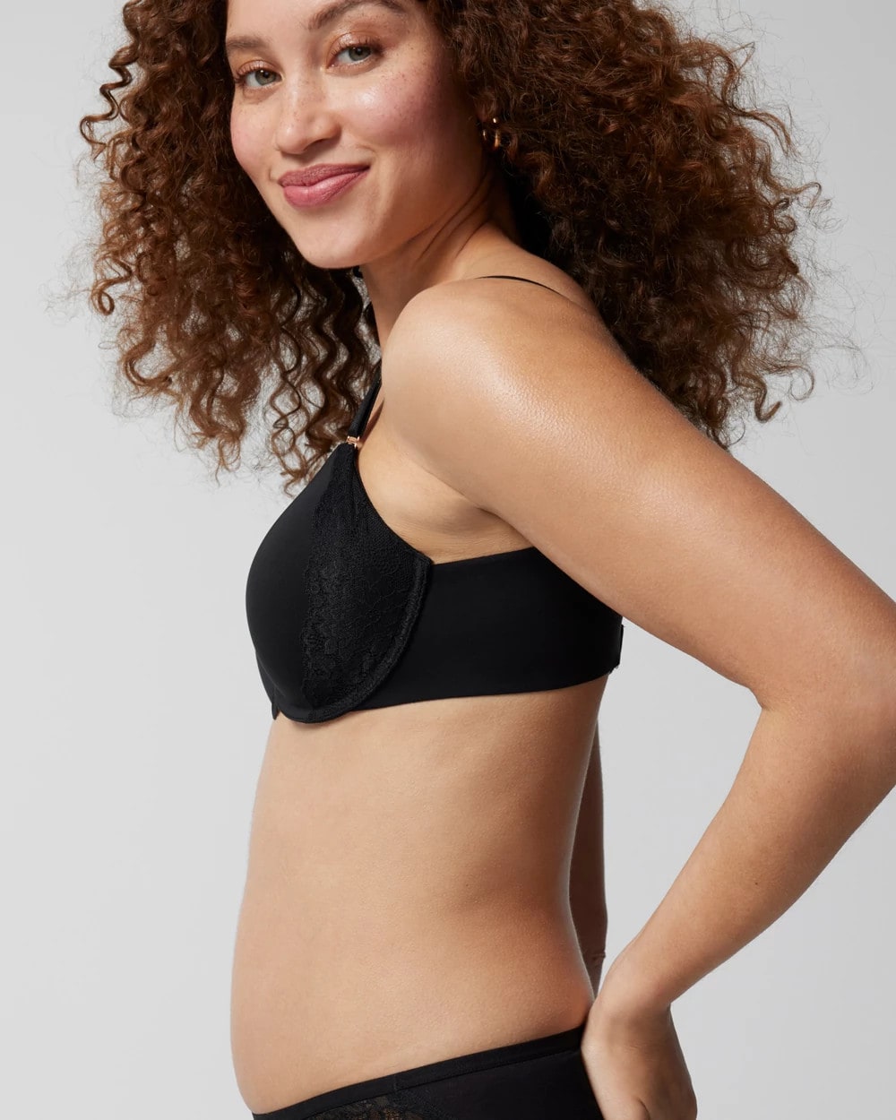 BLACK - Perfect Coverage Bra with Lace Trim