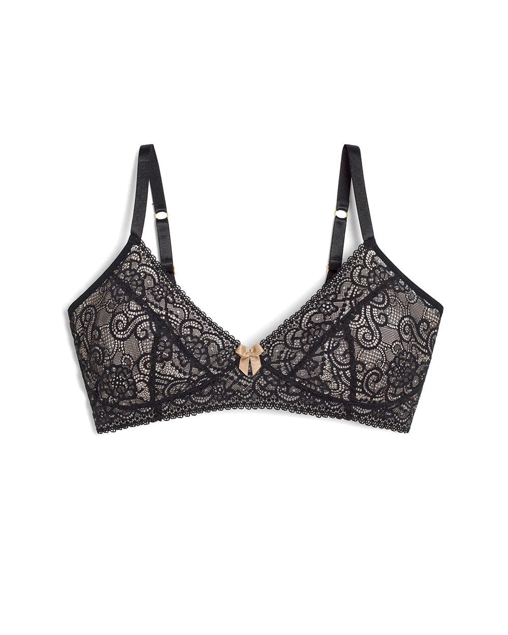BLACK - Wireless Pocketed Lace Bra