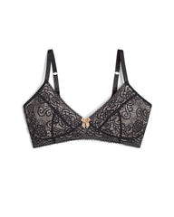 BLACK - Wireless Pocketed Lace Bra