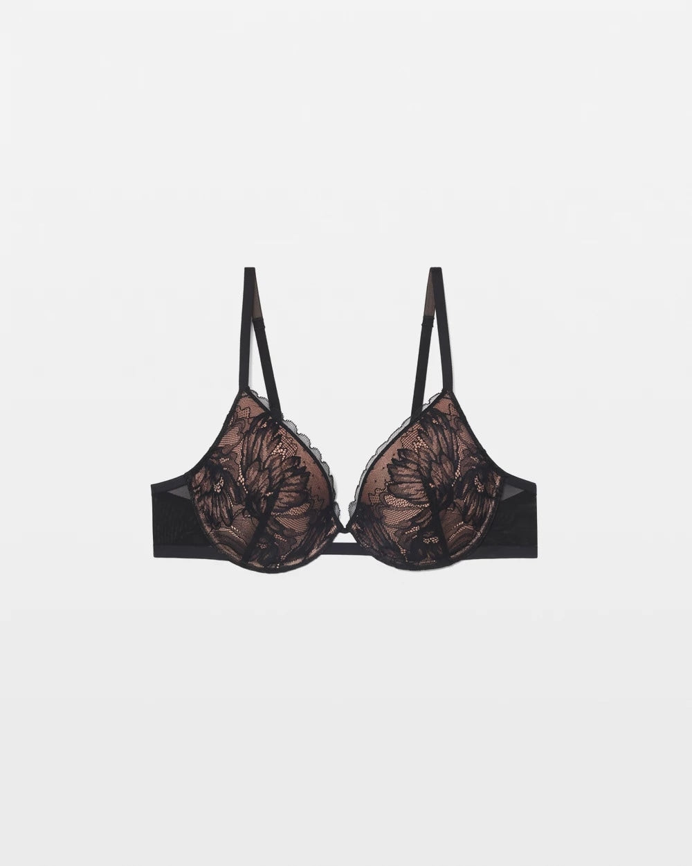 BLACK - Plunge Bra with Lace