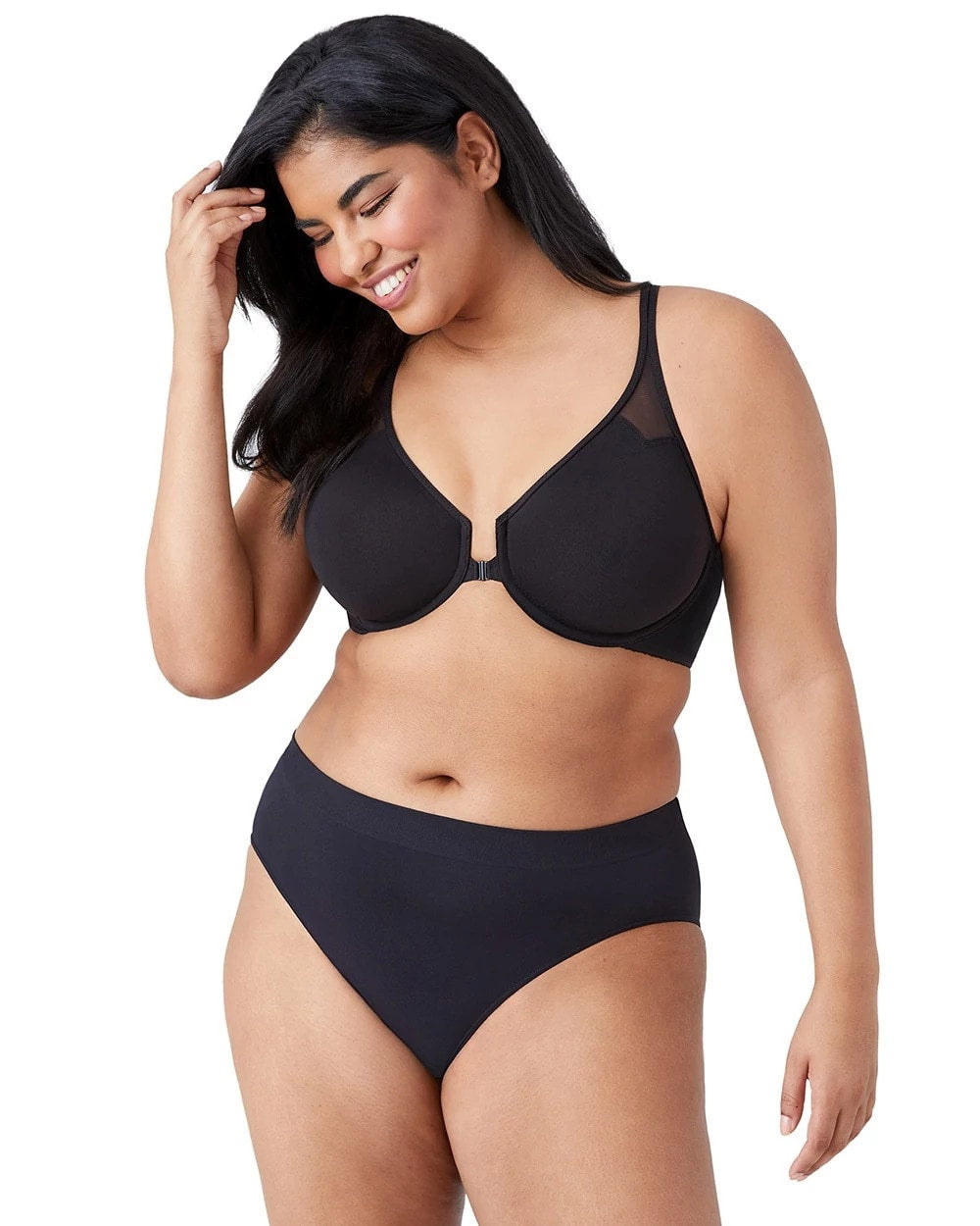 BLACK - T-Back Front Close Underwire Bra