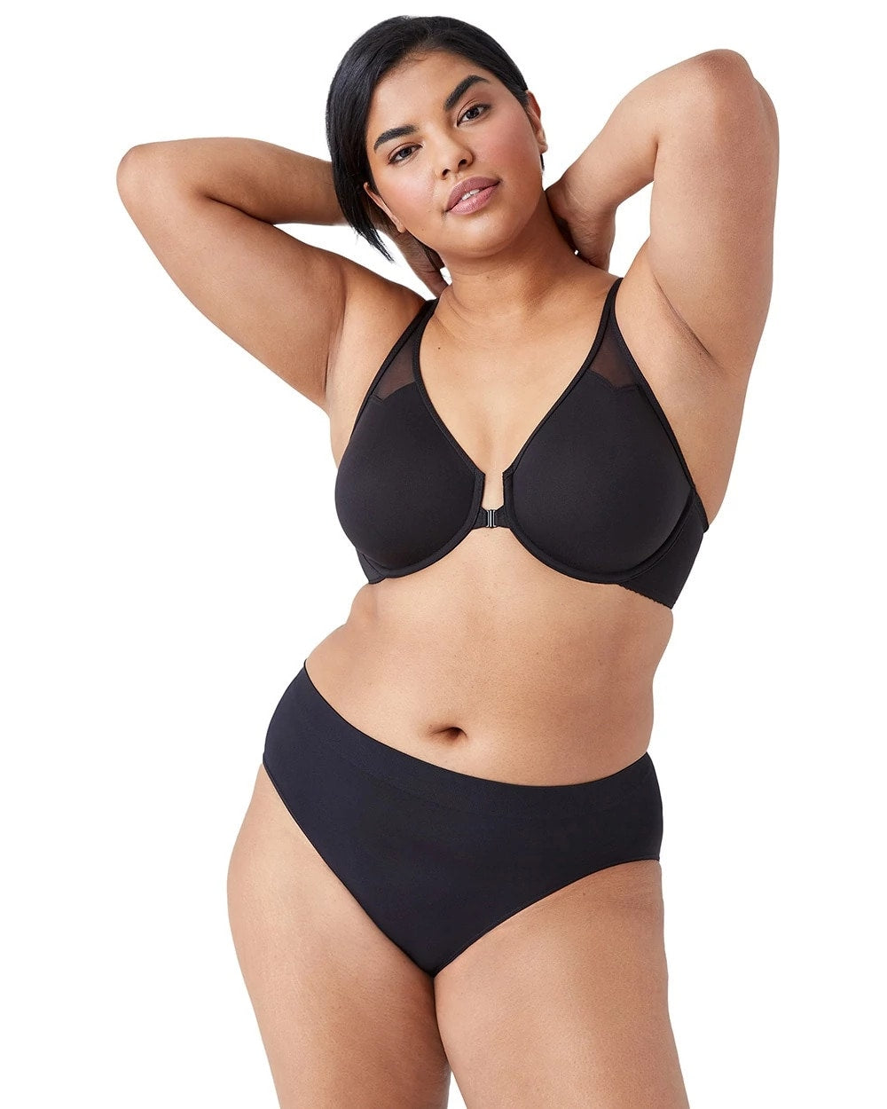 BLACK - T-Back Front Close Underwire Bra