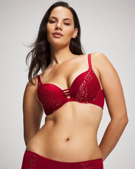 PAINT THE TOWN RED LUREX - Push-up Plunge Bra with Lace