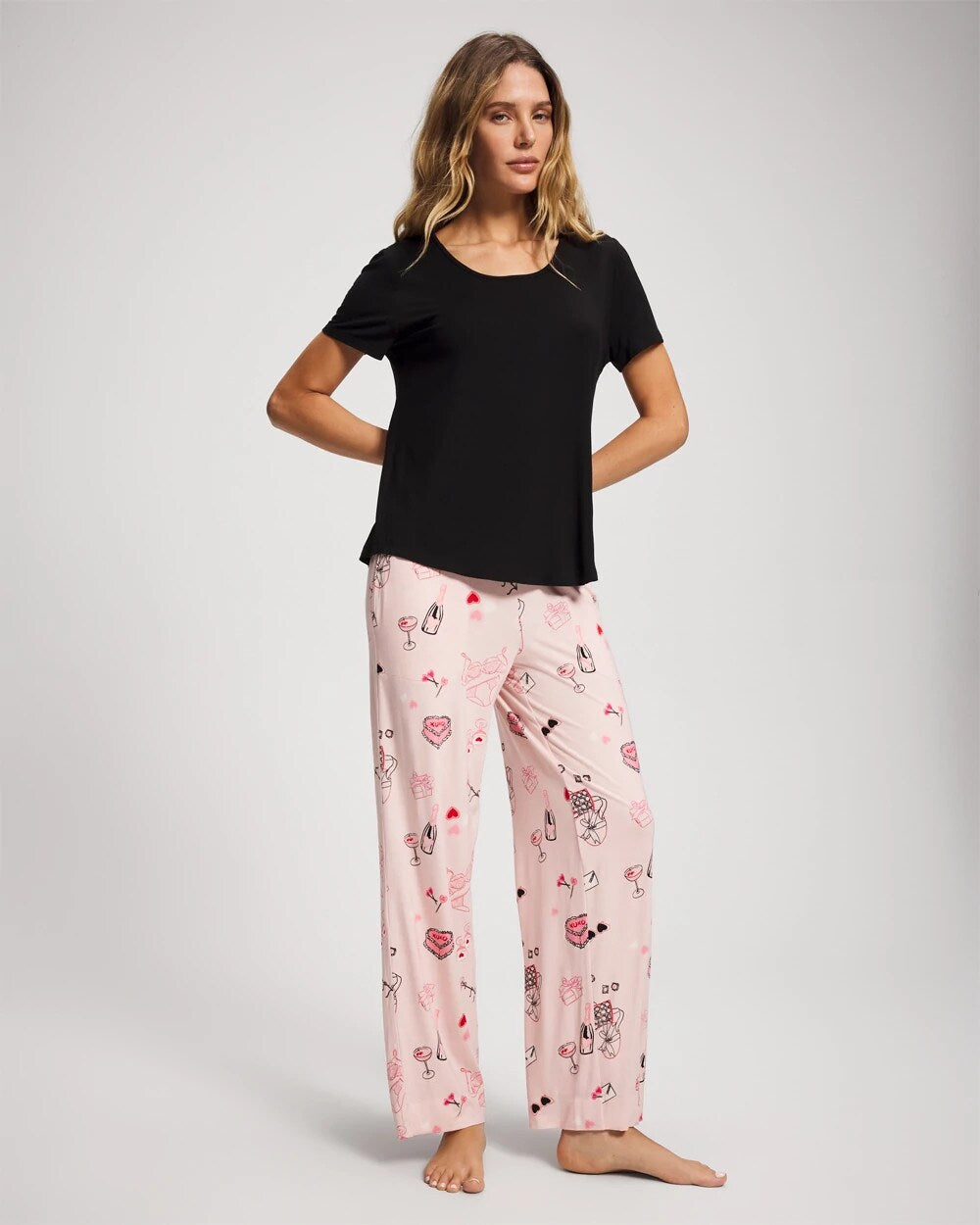 BE MINE PRETTY PINK - Short Sleeve + Pant Pajama Set