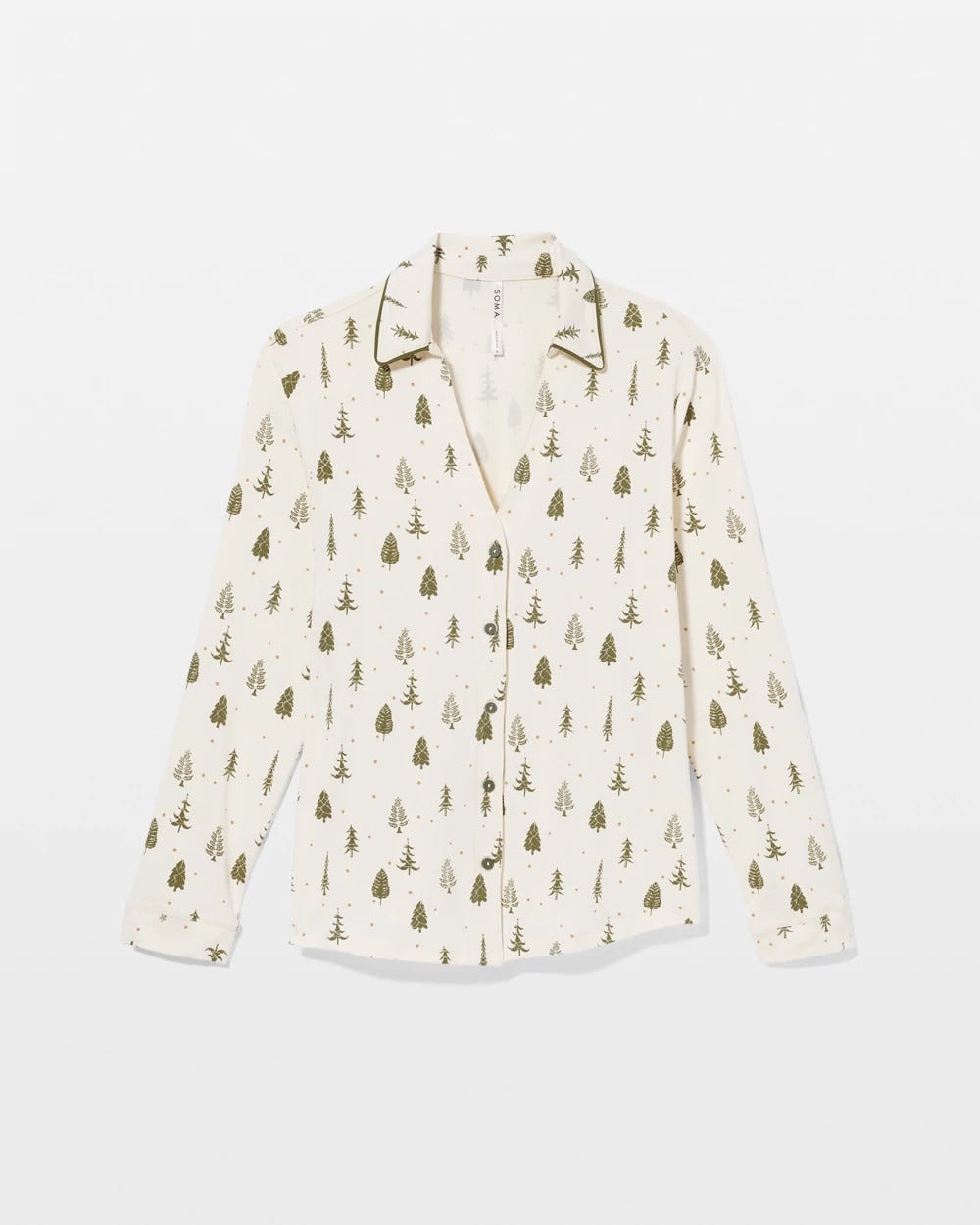 FESTIVE FIRS CHAMP DREAMS - Long-Sleeve Notch Collar Pajama Top