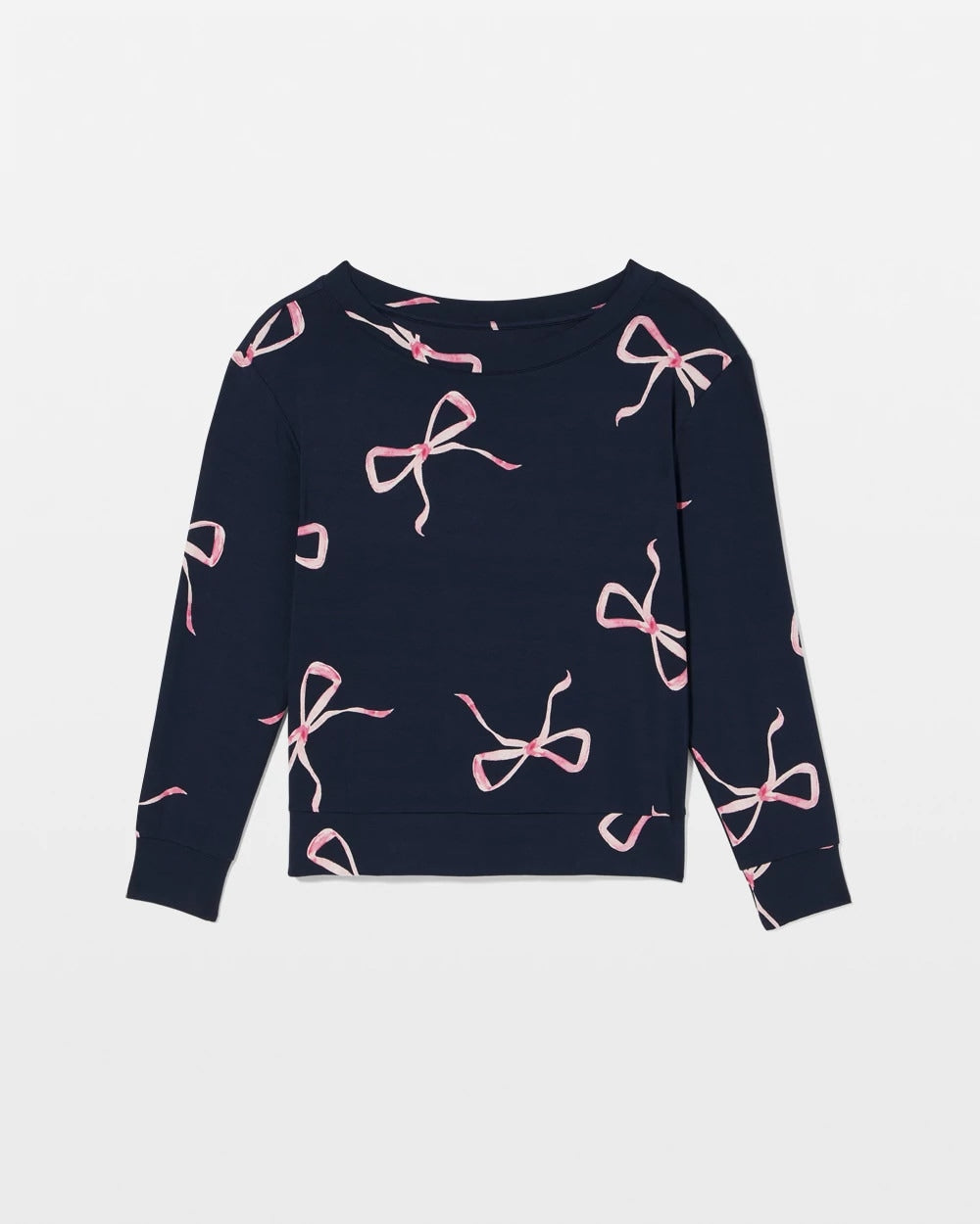 BELOVED BOWS GRAND NAVY - Long-Sleeve Pajama Top
