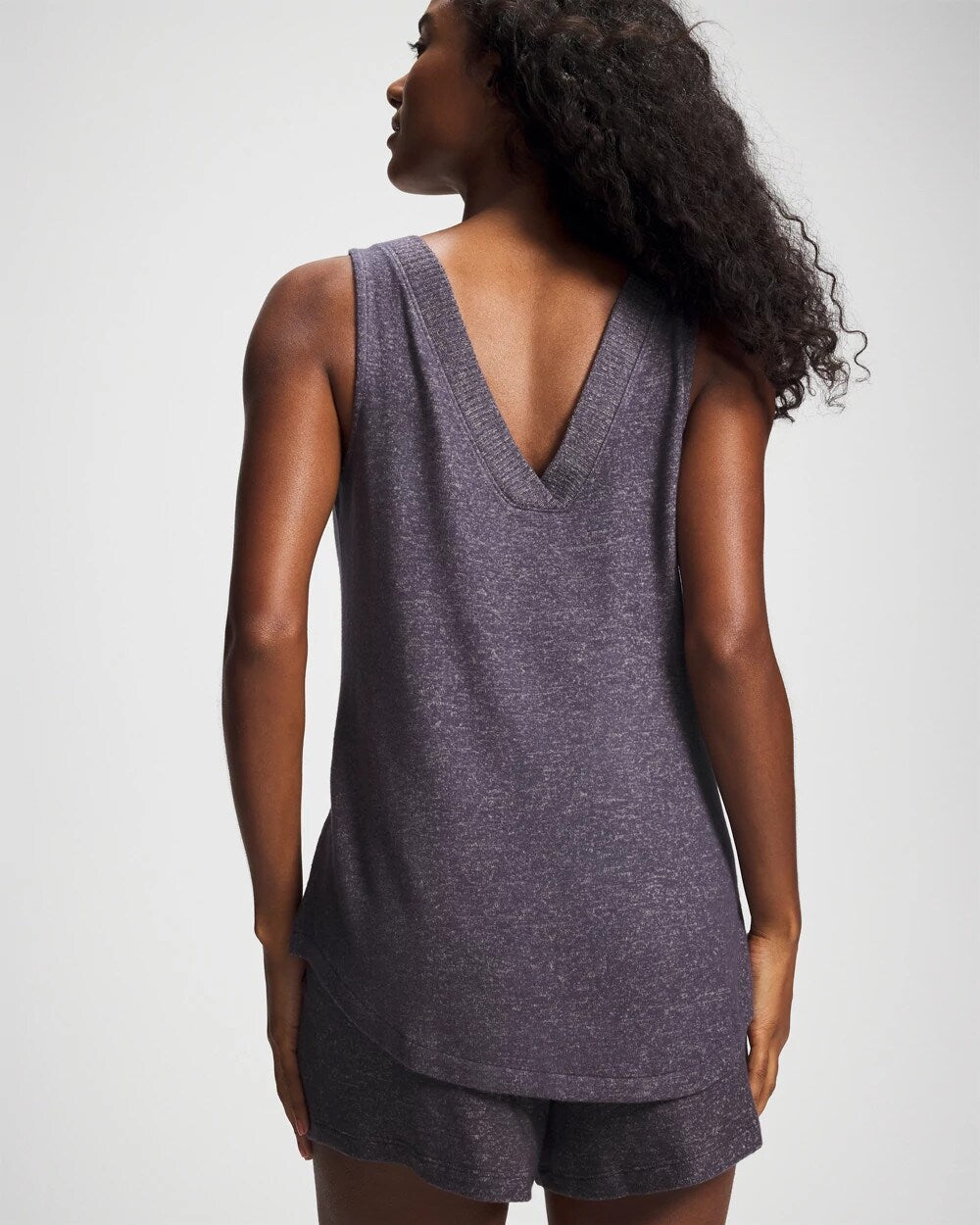 GRAY INK/PEARLED IVORY - V-Neck Pajama Tank