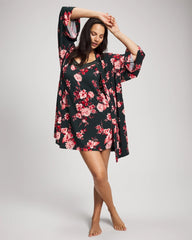 COTTAGE FLORAL GREEN - Short Robe