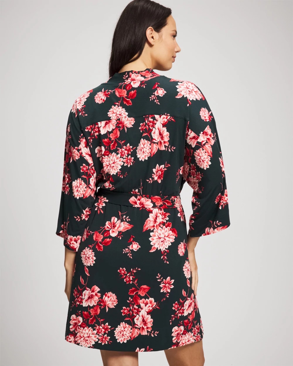 COTTAGE FLORAL GREEN - Short Robe