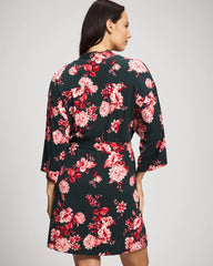 COTTAGE FLORAL GREEN - Short Robe