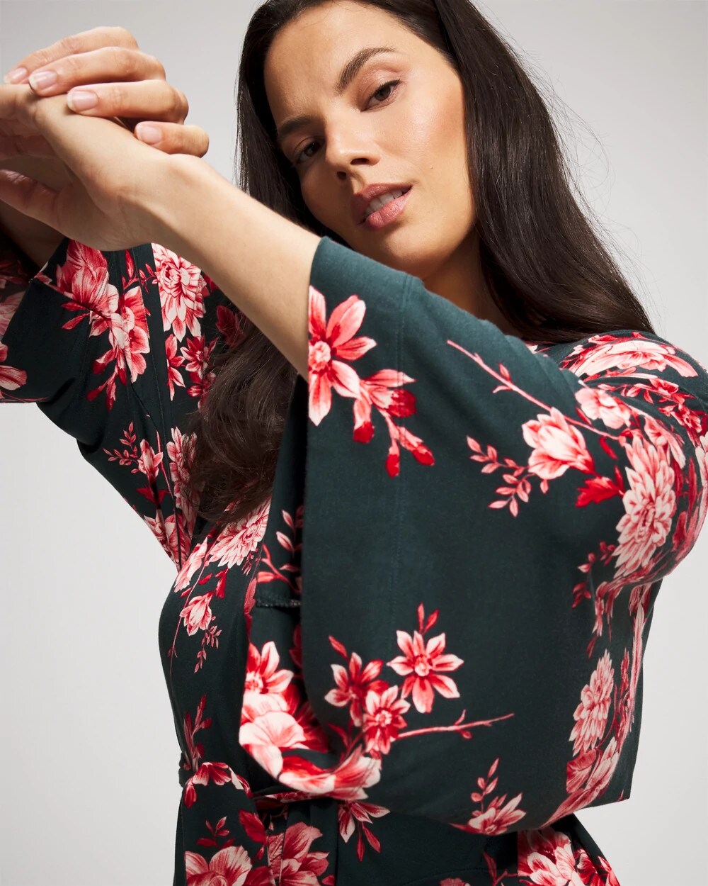 COTTAGE FLORAL GREEN - Short Robe