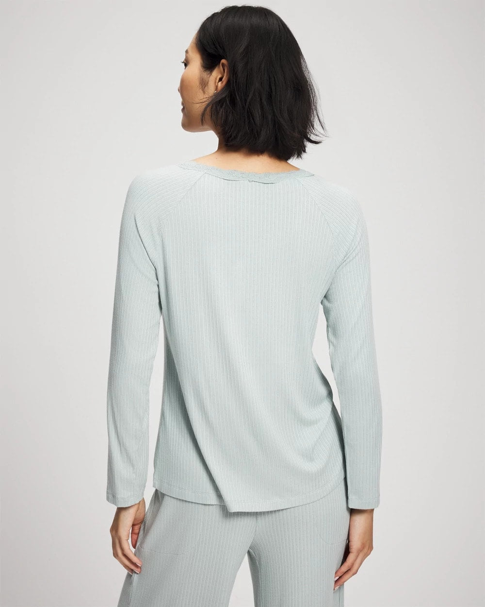GREEN MIST - Pointelle Long Sleeve Pajama Top