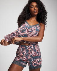 IMPERIAL PAISLEY MD PET - Lace-Trim Pajama Shorts