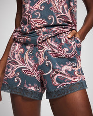 IMPERIAL PAISLEY MD PET - Lace-Trim Pajama Shorts