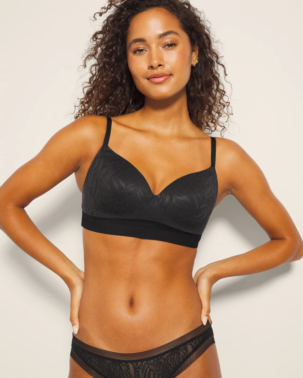 BLACK - Wireless Bra with Lace