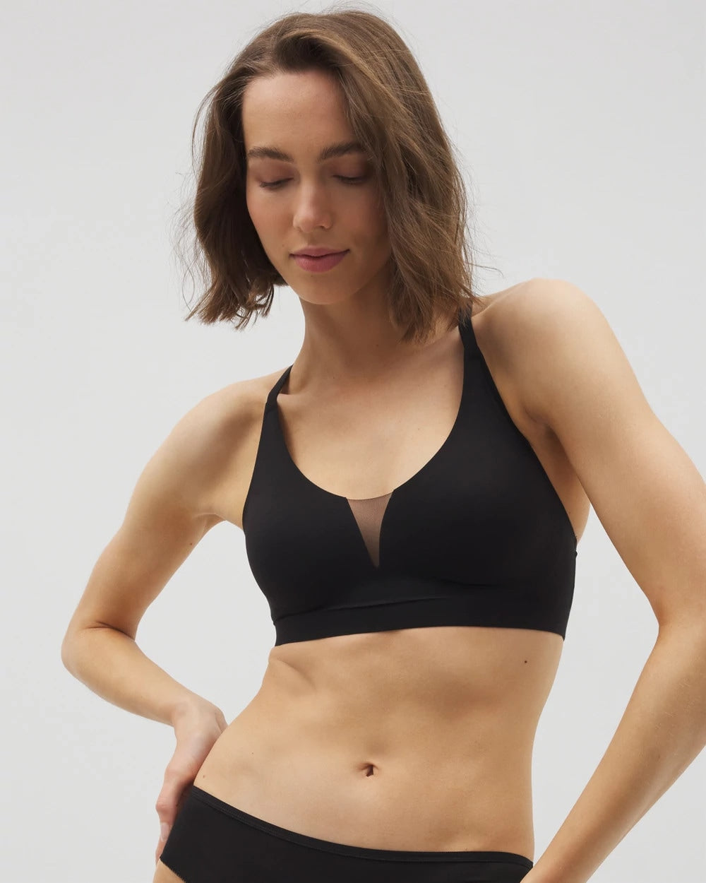 BLACK - Racerback Mesh Bralette