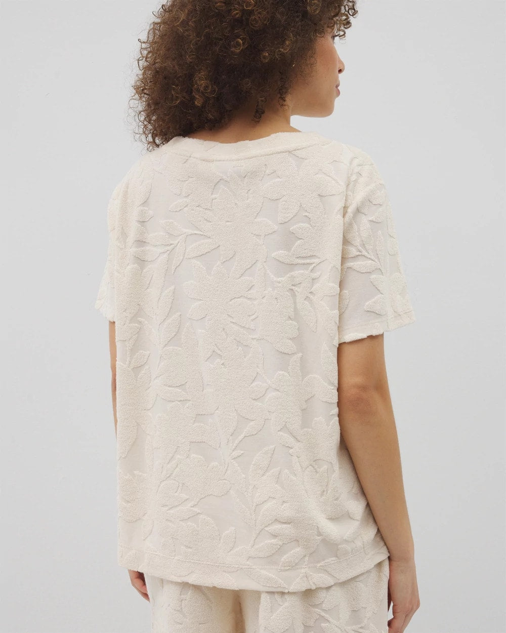 PARCHMENT - Jacquard Terry Short Sleeve Top