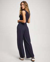 DEEP INDIGO - High-Waist Wide-Leg Pants