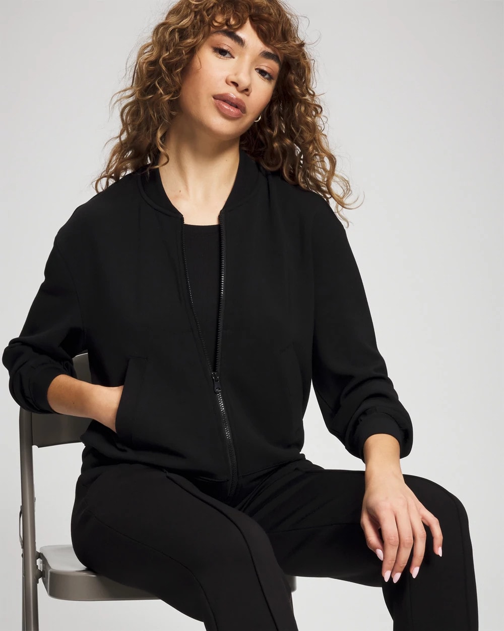 BLACK - Modern Modal Bomber Jacket
