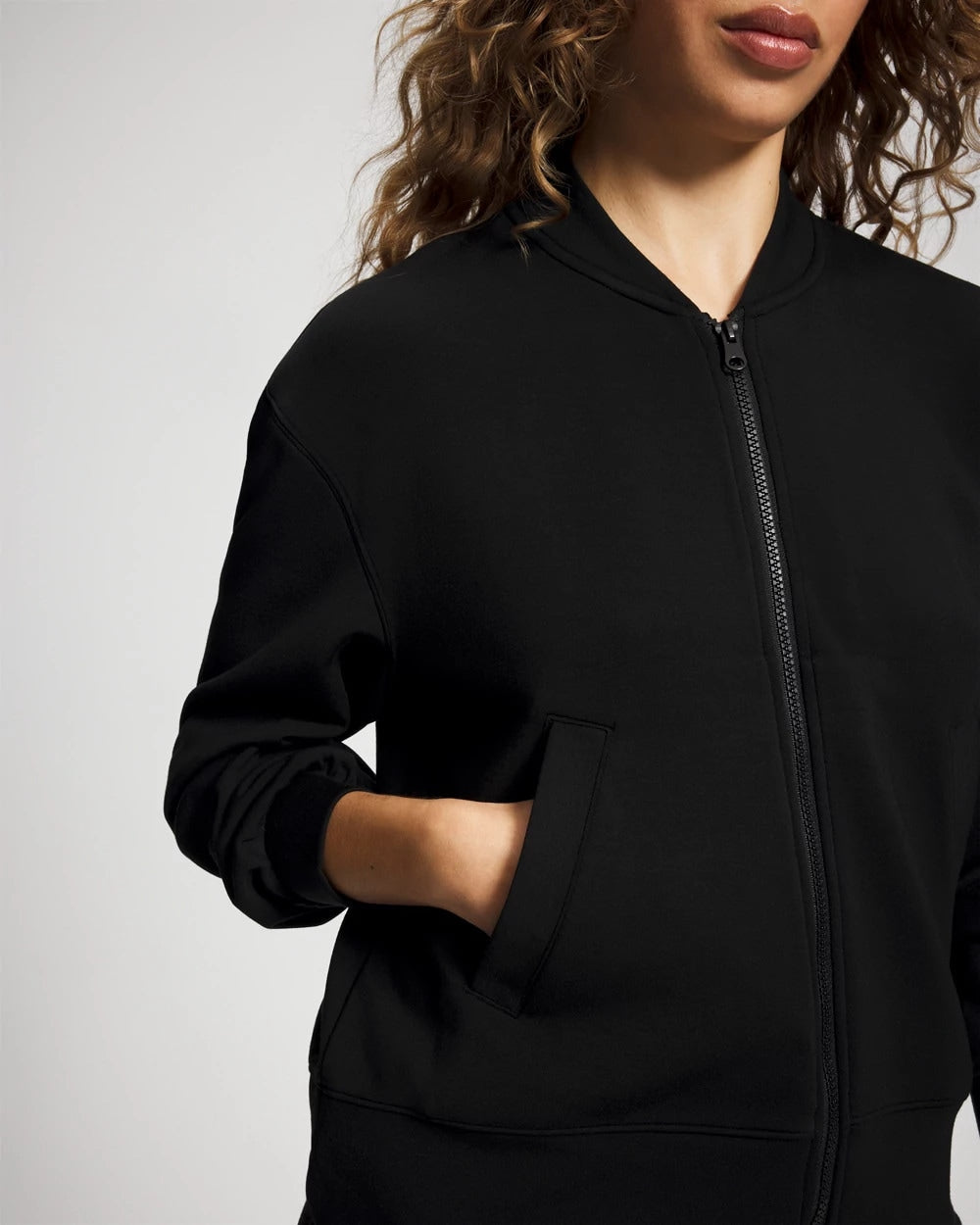 BLACK - Modern Modal Bomber Jacket