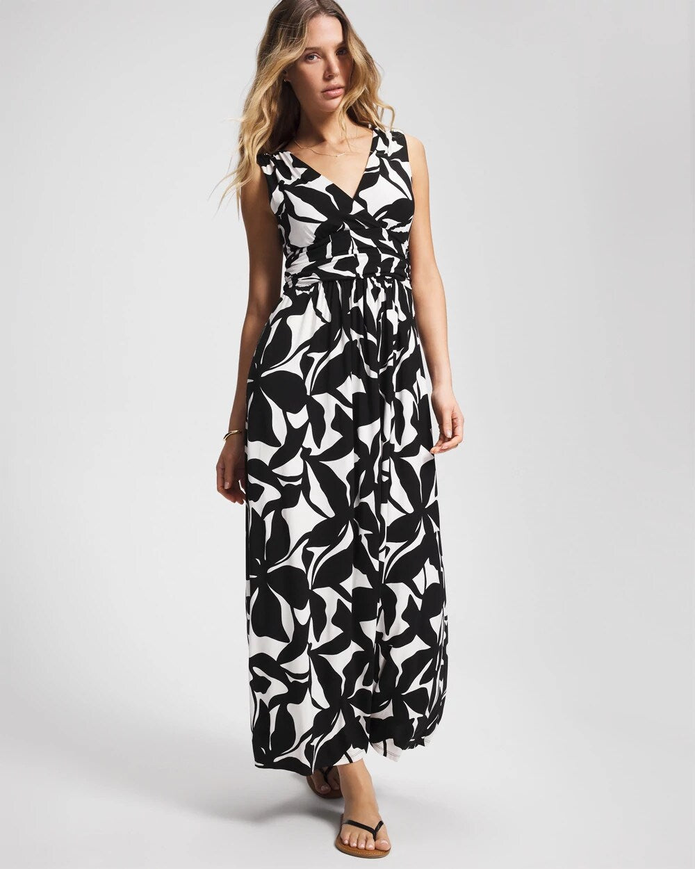 MEANDERING LEAF BLACK - Goddess Maxi Bra Dress