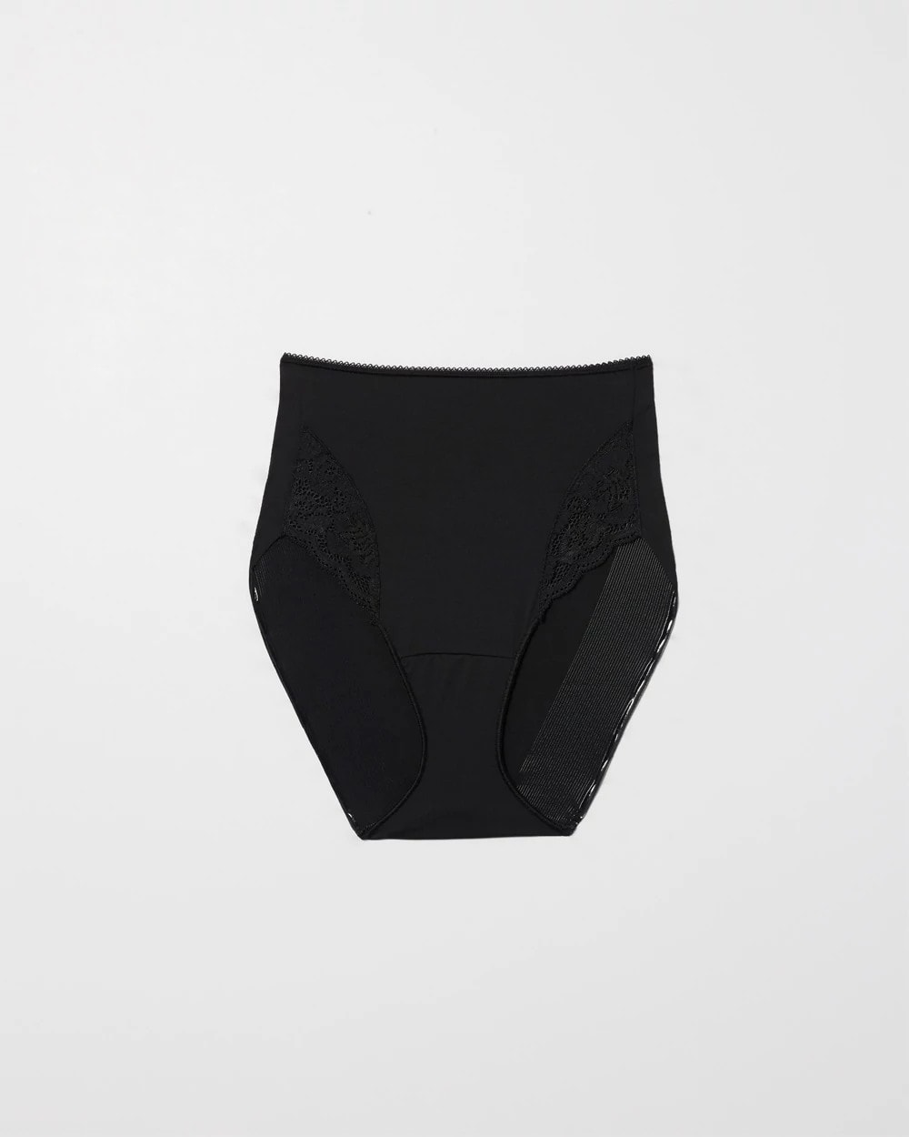BLACK - High-Waist Brief Panty with Lace