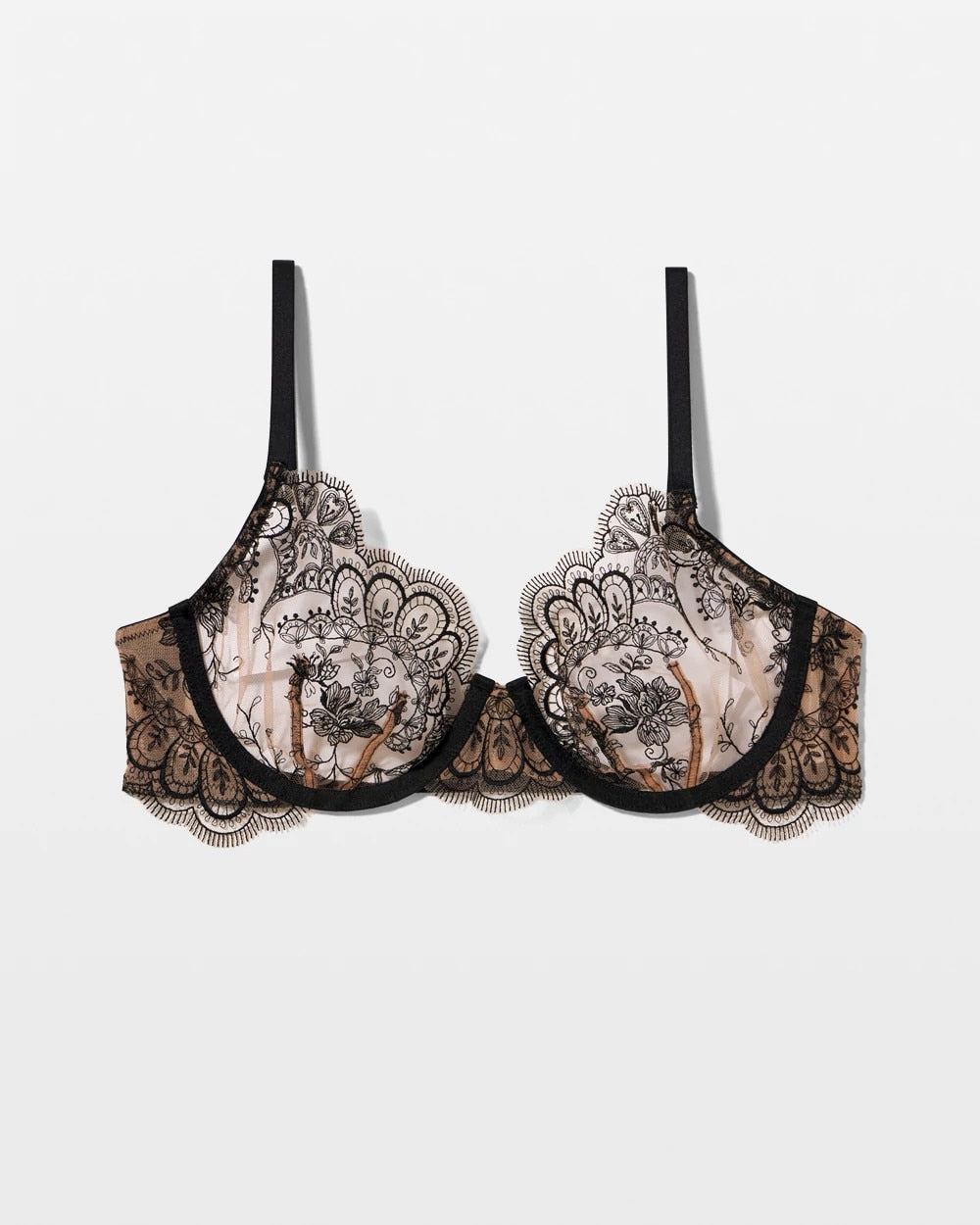 BLACK - Tattoo Embroidered Perfect Coverage Bra
